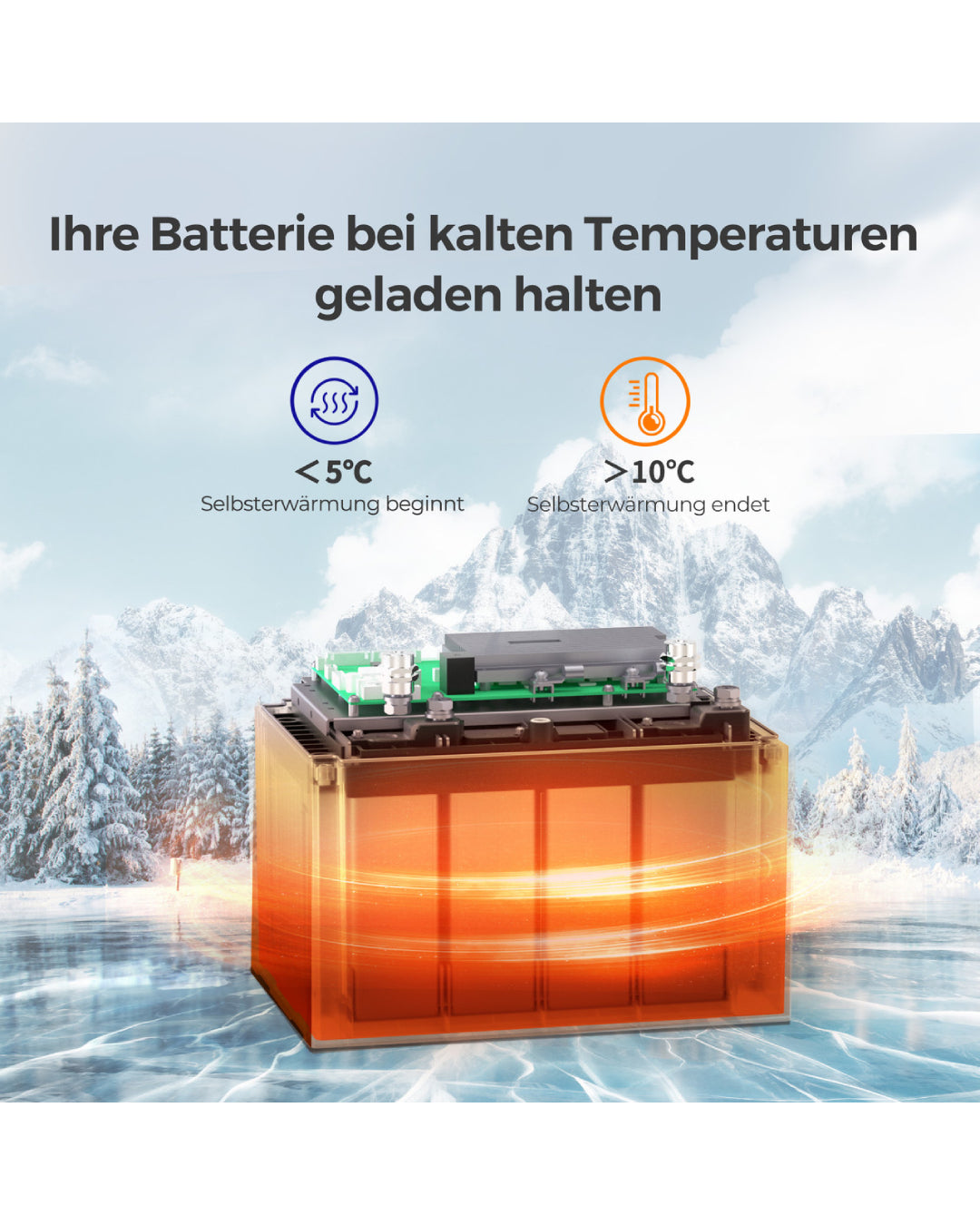 Lithium Batterie 200Ah 12V mit Selbsterwärmung und Bluetooth Smart