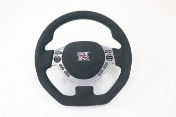 Alcantara Steering wheel for Nissan GTR Flattened and with thumb rests