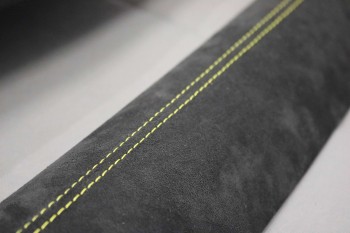 Belt buckle covers front 195mm  Alcantara Black / Yellow / Alcantara