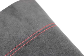 Alcantara head cushion 40x40 filled, handmade black / double seam / red